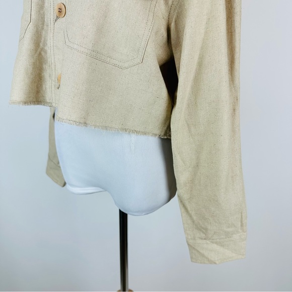ZARA Neutral Lightweight Cropped Jacket Size Small - Picture 9 of 13